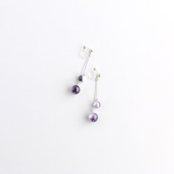 ノンホールピアス cotton pearl no.3 :bicolor purple 1枚目の画像