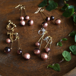 ピアス cotton pearl no.3 :bicolor plum cherry 5枚目の画像