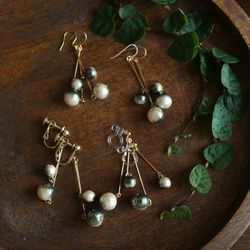 ピアス cotton pearl no.3 :bicolor milk chocolat 2枚目の画像