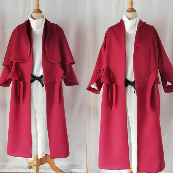 ozzon 薔薇マントコート 赤 ozzon薔薇マントコート赤