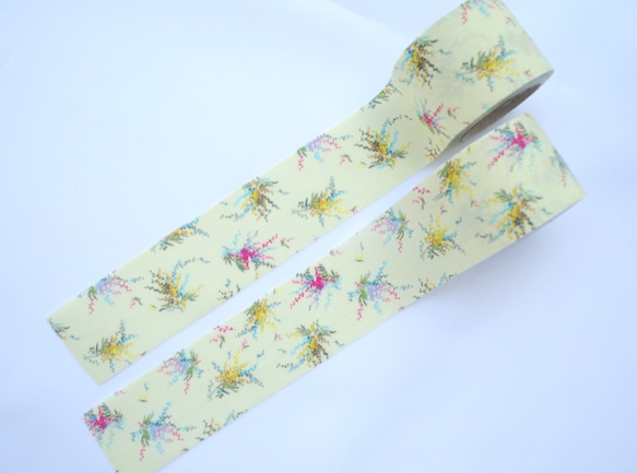 ファブリックリボン【Mimosa design by -COOH】ミモザ柄　50cm～ 1枚目の画像