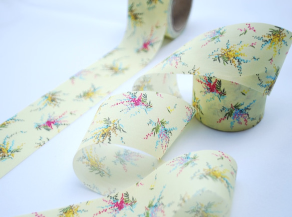 ファブリックリボン【Mimosa design by -COOH】ミモザ柄　50cm～ 4枚目の画像