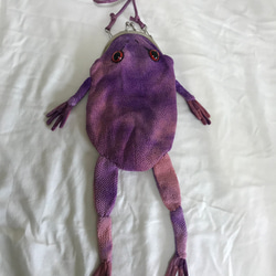 蛙のがま口ポーチ(紫) 4枚目の画像