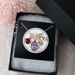 アメジストとガーネットの4チャームネックレスセット 金アレ対応