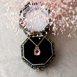 【K10】宝石質ピンクトルマリンの一粒ネックレス(ラウンドファセットカット) 1枚目の画像