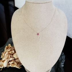 【K10】宝石質ピンクトルマリンの一粒ネックレス＊10月誕生石 3枚目の画像