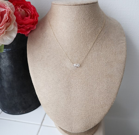 【K10】NY産ハーキマーダイヤモンドのネックレス＊4月誕生石 5枚目の画像