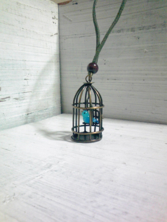 鳥籠項鍊（藍鳥）◆鳥的顏色和鳥籠的大小每次都改變◆ 第3張的照片