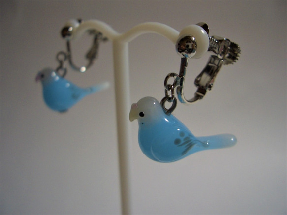 Sekisei長尾鸚鵡（淺藍色·白色）可換成耳環耳環 第1張的照片