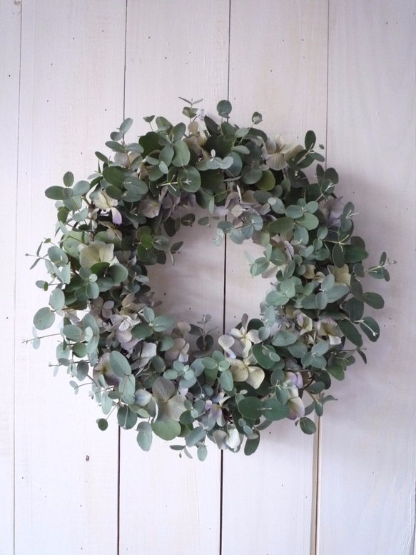 ユーカリと紫陽花　(Wreath リース） 1枚目の画像