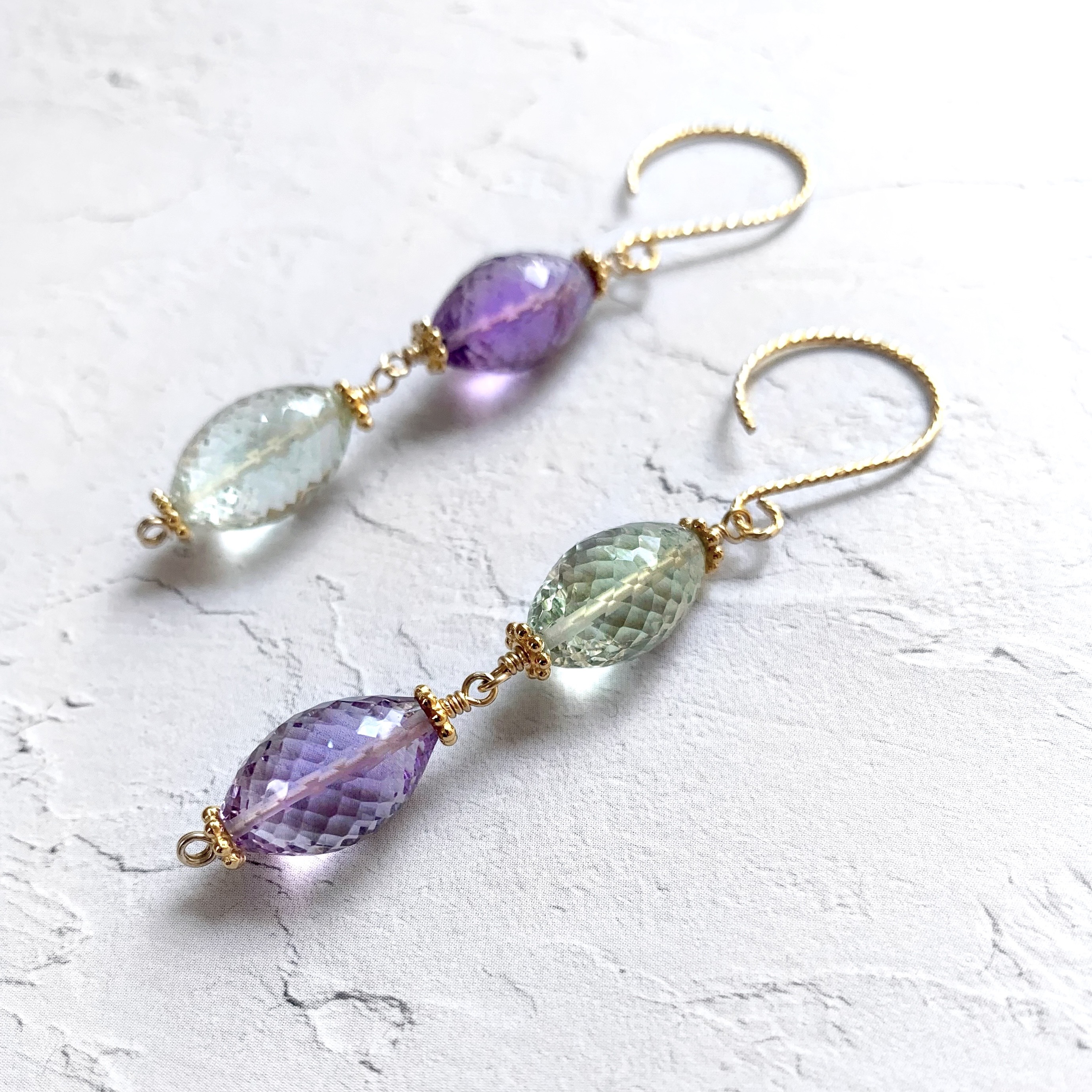 アメジストコンビのピアス 天然石 k14gf 6,930円