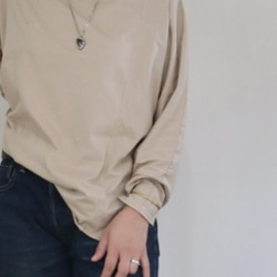 「igria」製品染めドルマン袖 ロング丈カットソー 綿100％(ベージュ) 1枚目の画像