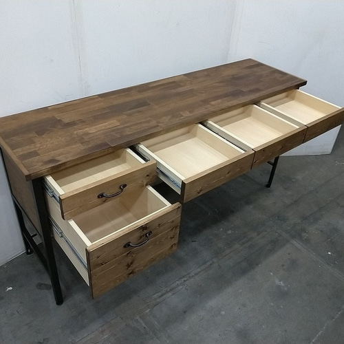 アイアン脚のワークデスク(引き出し5個付き）受注生産品 机・デスク