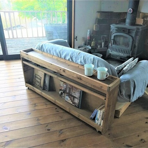 ソファ後ろの収納棚（キャスター付き）W120㎝、受注生産品