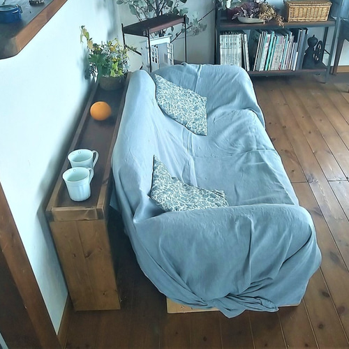 ソファ後ろの収納棚（キャスター付き）W120cm、受注生産品 棚