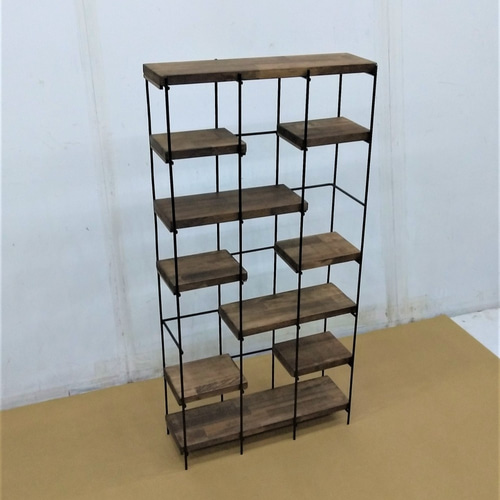 細アイアンの格子棚（3列7段）受注生産品 棚・シェルフ・ラック takuto