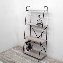 アイアン斜め棚、h130cm，w60cm（棚板4段、グレー） 棚・シェルフ