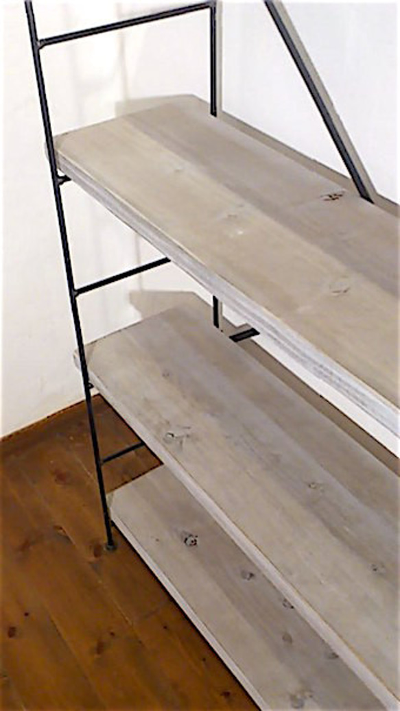 アイアン直棚、h150cm，w90cm，d26cm、（棚板5段、厚み35ミリ、茶、グレー）受注生産品 4枚目の画像