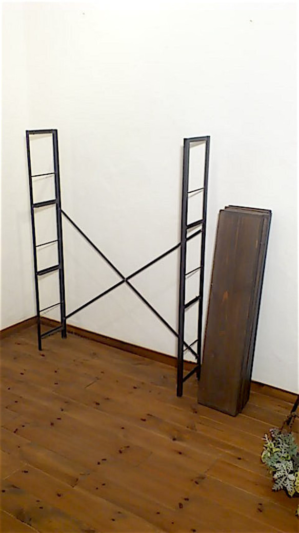 アイアン、アングル棚、h120cm，w60cm、d21cm（棚板4段、茶）受注生産品 4枚目の画像