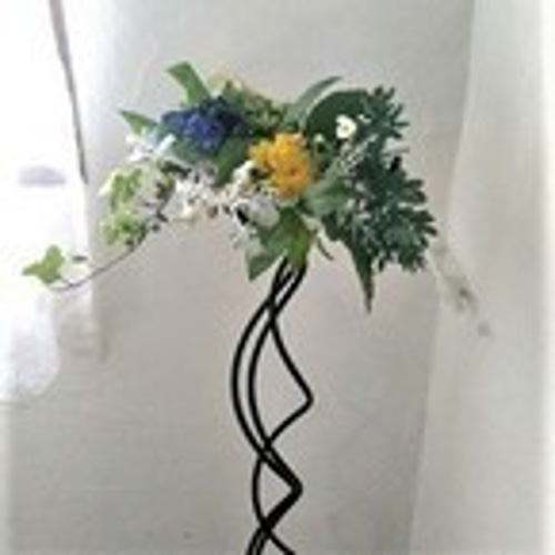 イタリア　3本脚アイアン+天然石花台　ヴィンテージ イタリア 3本脚アイアン+天然石花台 ヴィンテージ