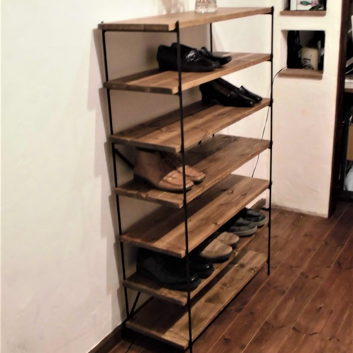 アイアン脚のシューズラック（3足7段、21足用） 靴箱・下駄箱