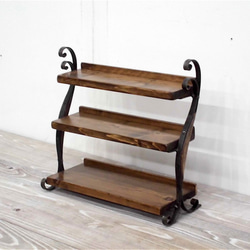 アイアン3段コンパクトスパイスラック・調味料棚【送料無料