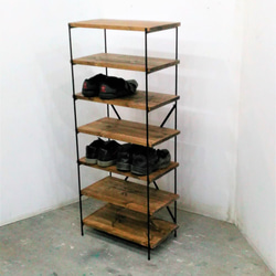 アイアン脚のシューズラック　(2足7段、14足用） 2枚目の画像