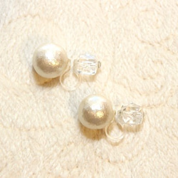 cubic & pearl earring 1枚目の画像