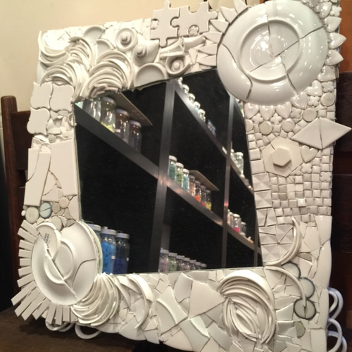 陶片 タイル モザイク アート ミラー 1 その他インテリア雑貨 mosaic