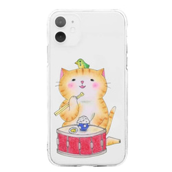 (iPhone用)スネア猫のクリアソフトスマホケース 1枚目の画像