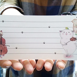 弦楽器と猫の一筆箋【楽器ねこシリーズ】 1枚目の画像