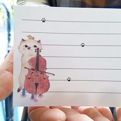 弦楽器と猫の一筆箋【楽器ねこシリーズ】 2枚目の画像