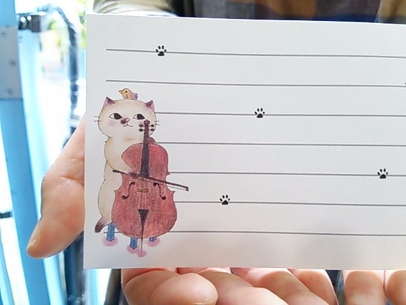 弦楽器と猫の一筆箋【楽器ねこシリーズ】 2枚目の画像