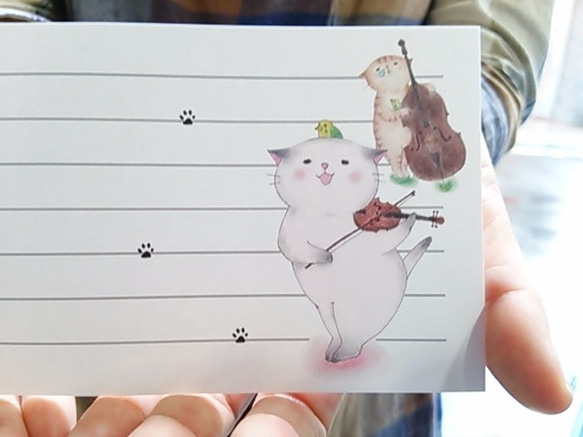 弦楽器と猫の一筆箋【楽器ねこシリーズ】 3枚目の画像