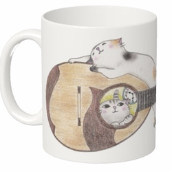 マンドリン猫マグカップ【楽器ねこシリーズ】 1枚目の画像