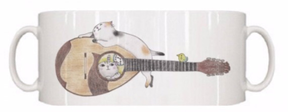 マンドリン猫マグカップ【楽器ねこシリーズ】 3枚目の画像