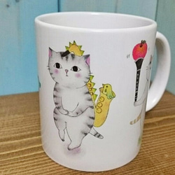 木管楽器ねこ4匹マグカップ【楽器ねこシリーズ】 3枚目の画像