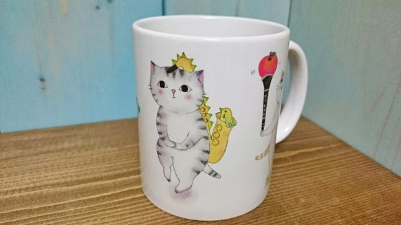 木管楽器ねこ4匹マグカップ【楽器ねこシリーズ】 3枚目の画像