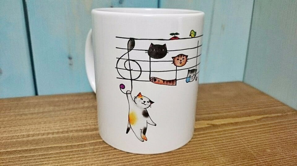 楽譜猫マグカップ【楽器ねこシリーズ】 3枚目の画像