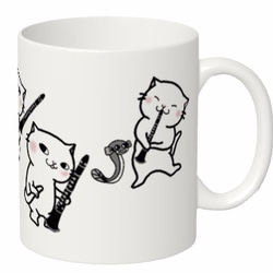 クラリネット猫にゃんマグカップ【楽器ねこシリーズ】 2枚目の画像