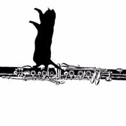 クラリネットとシルエット猫のトートバッグ【楽器ねこシリーズ】 3枚目の画像