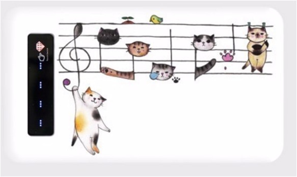 五線譜猫のモバイルバッテリー【楽器ねこシリーズ】 1枚目の画像