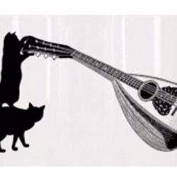 マンドリンとシルエット猫のマグカップ【楽器ねこシリーズ】 5枚目の画像
