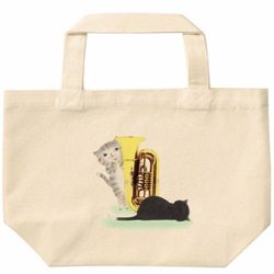 チューバ猫のランチトートバッグ(かくれんぼ)【楽器ねこシリーズ】 1枚目の画像