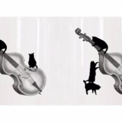 コントラバスと黒猫のマグカップ【楽器ねこシリーズ】 3枚目の画像
