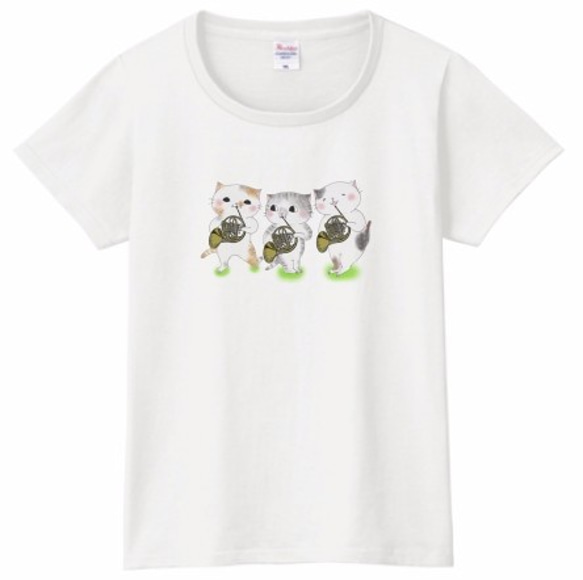 ホルン猫のＴシャツ(3匹) 2枚目の画像