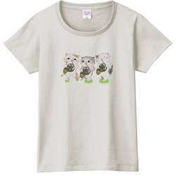 ホルン猫のＴシャツ(3匹) 3枚目の画像