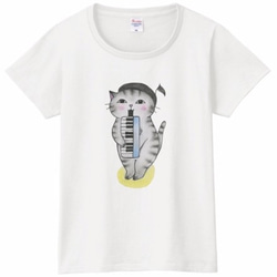 ピアニカ猫のＴシャツ 2枚目の画像