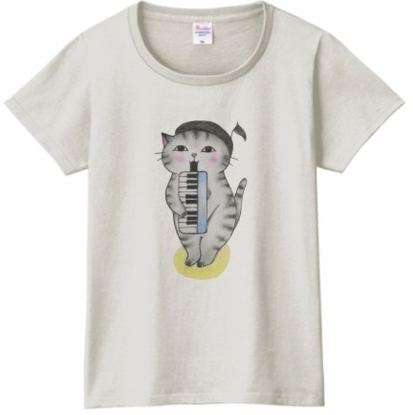 ピアニカ猫のＴシャツ 3枚目の画像