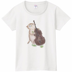 コントラバス猫のＴシャツ 2枚目の画像